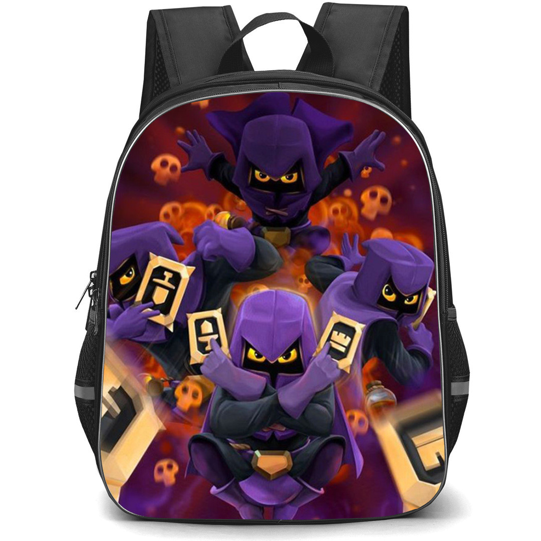 Clash of Clans Headhunter Backpack StudentPack - Headhunter On Purple Orange Skull Background