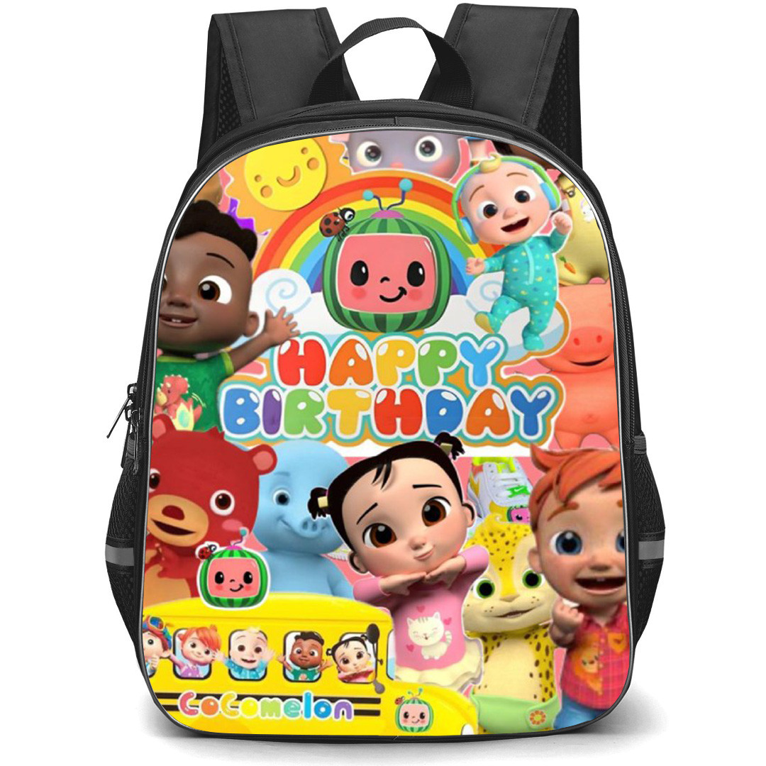 Cocomelon Lane Backpack School Bag StudentPack - Characters Happy Birthday Collage Poster