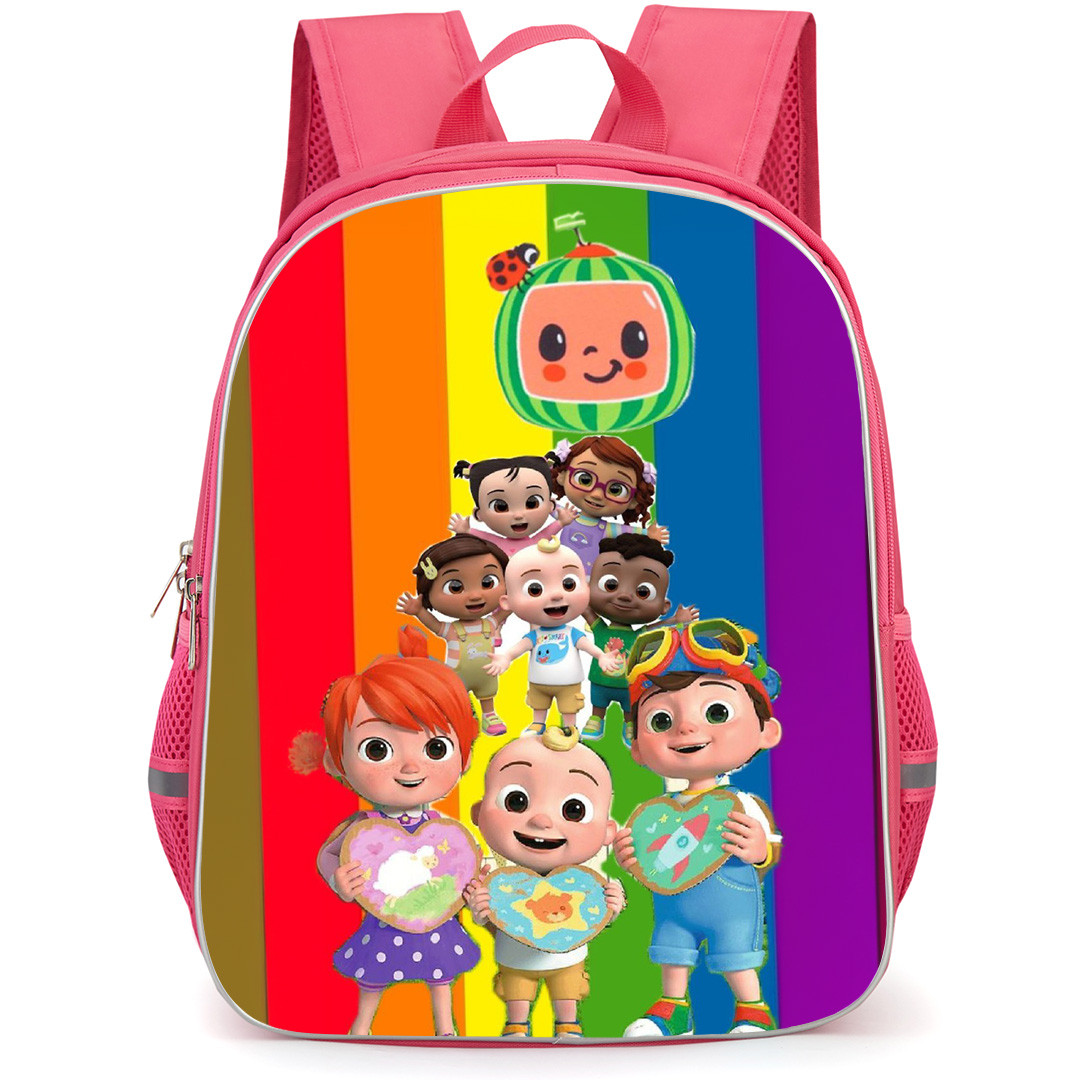 Cocomelon Lane Backpack School Bag StudentPack - Characters Happy Portrait Poster Rainbow Collage