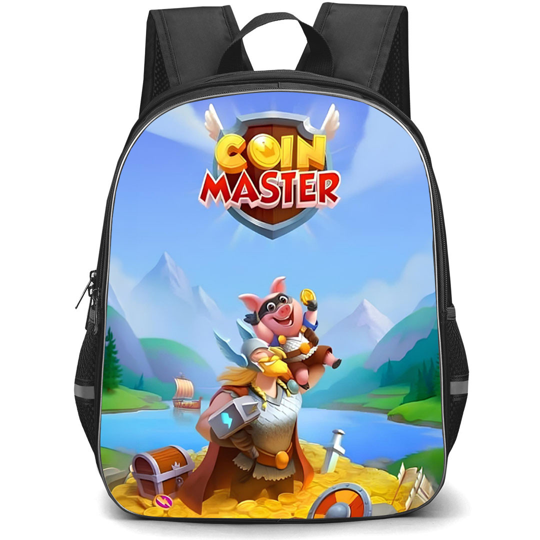 Coin Master Backpack School Bag StudentPack - Coin Master Viking And Thief Pig Loot Poster