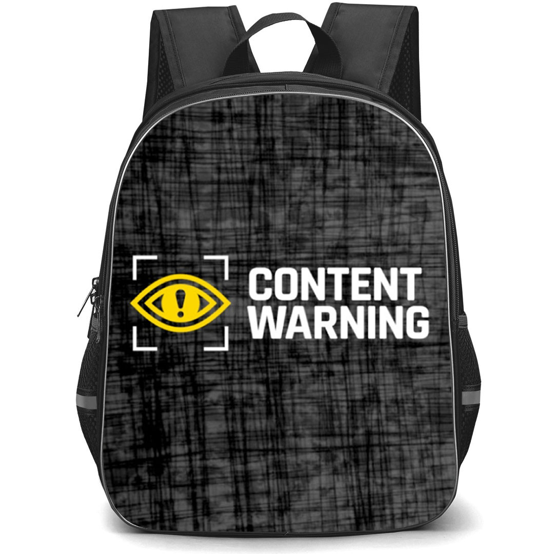 Content Warning Backpack School Bag StudentPack - Content Warning Game Logo Grunge Poster