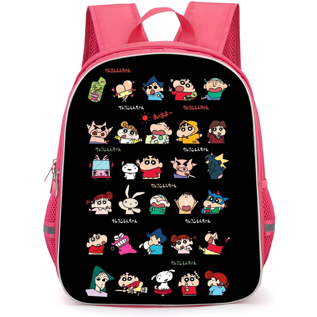 Crayon Shin-Chan Backpack StudentPack - Crayon Shin-Chan Characters Collage Black Background