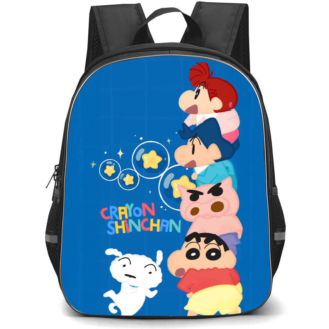 Crayon Shin-Chan Backpack StudentPack - Crayon Shin-Chan Characters Stars Blue Background