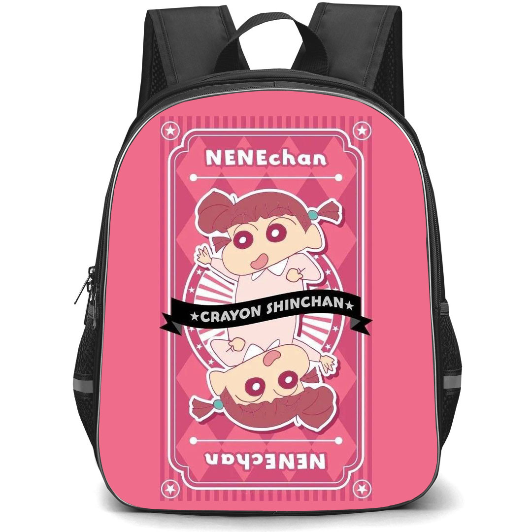 Crayon Shin-Chan Nene Sakurada Backpack StudentPack - Nene Sakurada Card Layout On Pink Background
