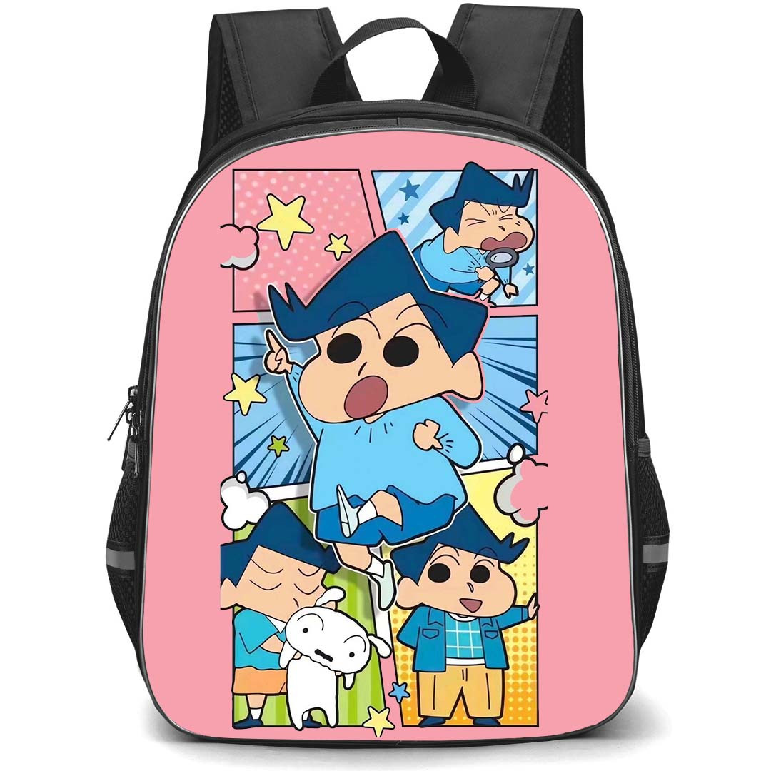 Crayon Shin-Chan Toru Kazama Backpack StudentPack - Toru Kazama Comic Art On Pink Background