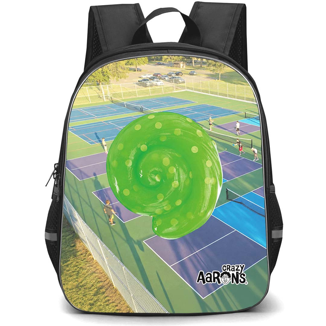 Crazy Aarons Backpack School Bag StudentPack - Crazy Aarons Pickleball Match Day Green Swirl Poster