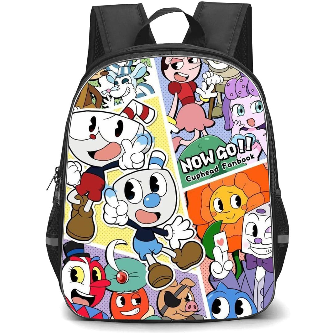 Cuphead Backpack School Bag StudentPack - Cuphead Characters Comic Style Collage