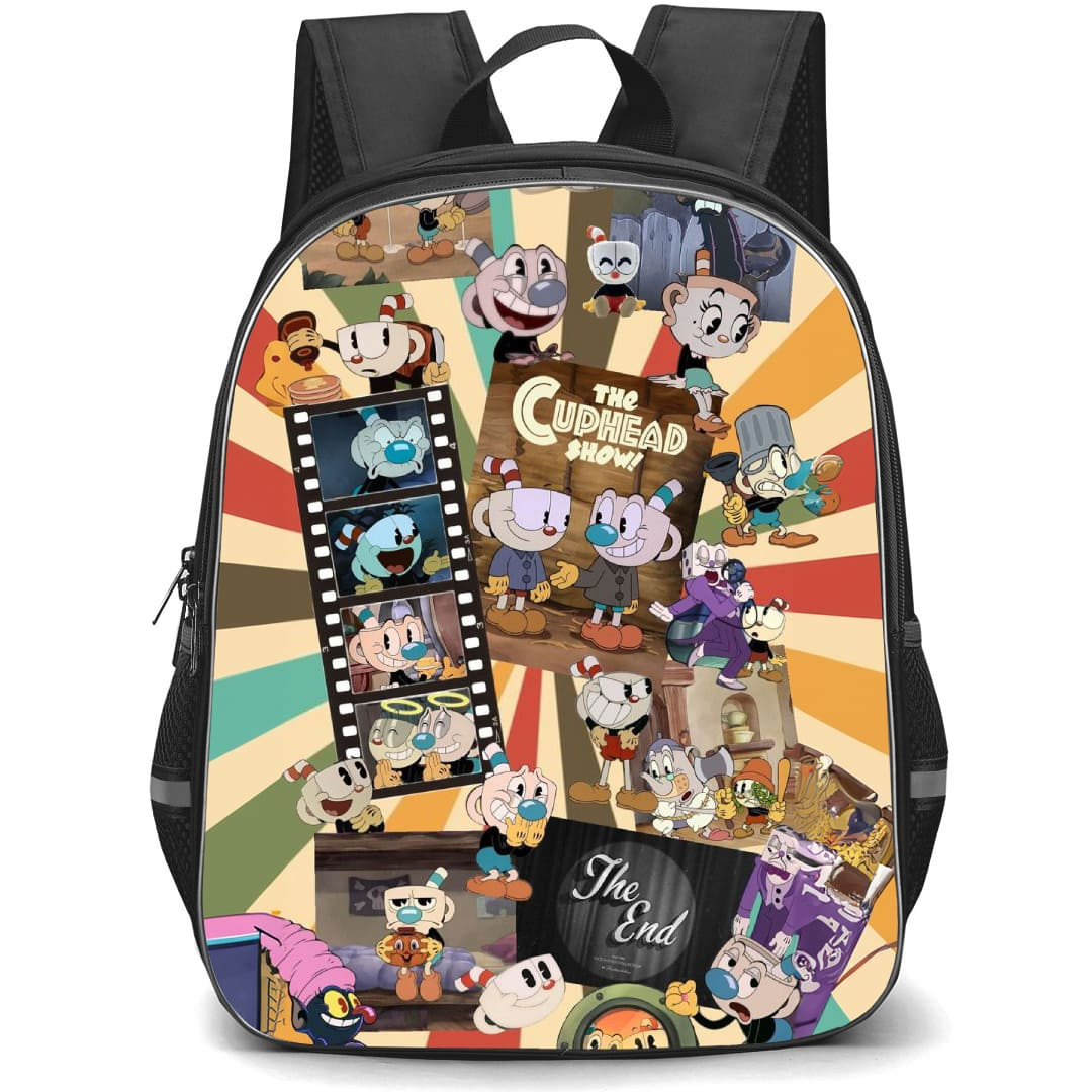 Cuphead Backpack School Bag StudentPack - Cuphead Characters The End Collage