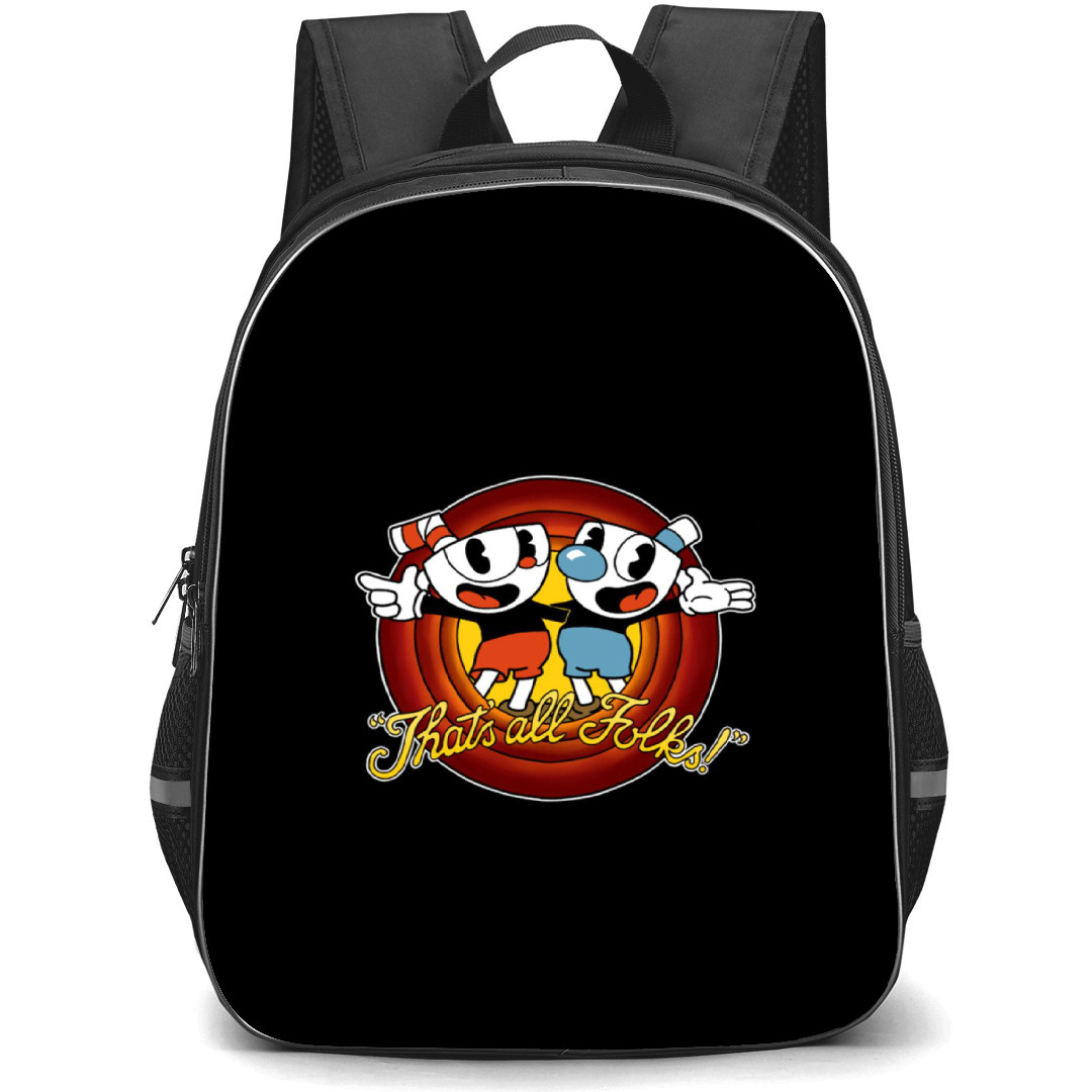 Cuphead Backpack School Bag StudentPack - Cuphead Thats All Folks Poster