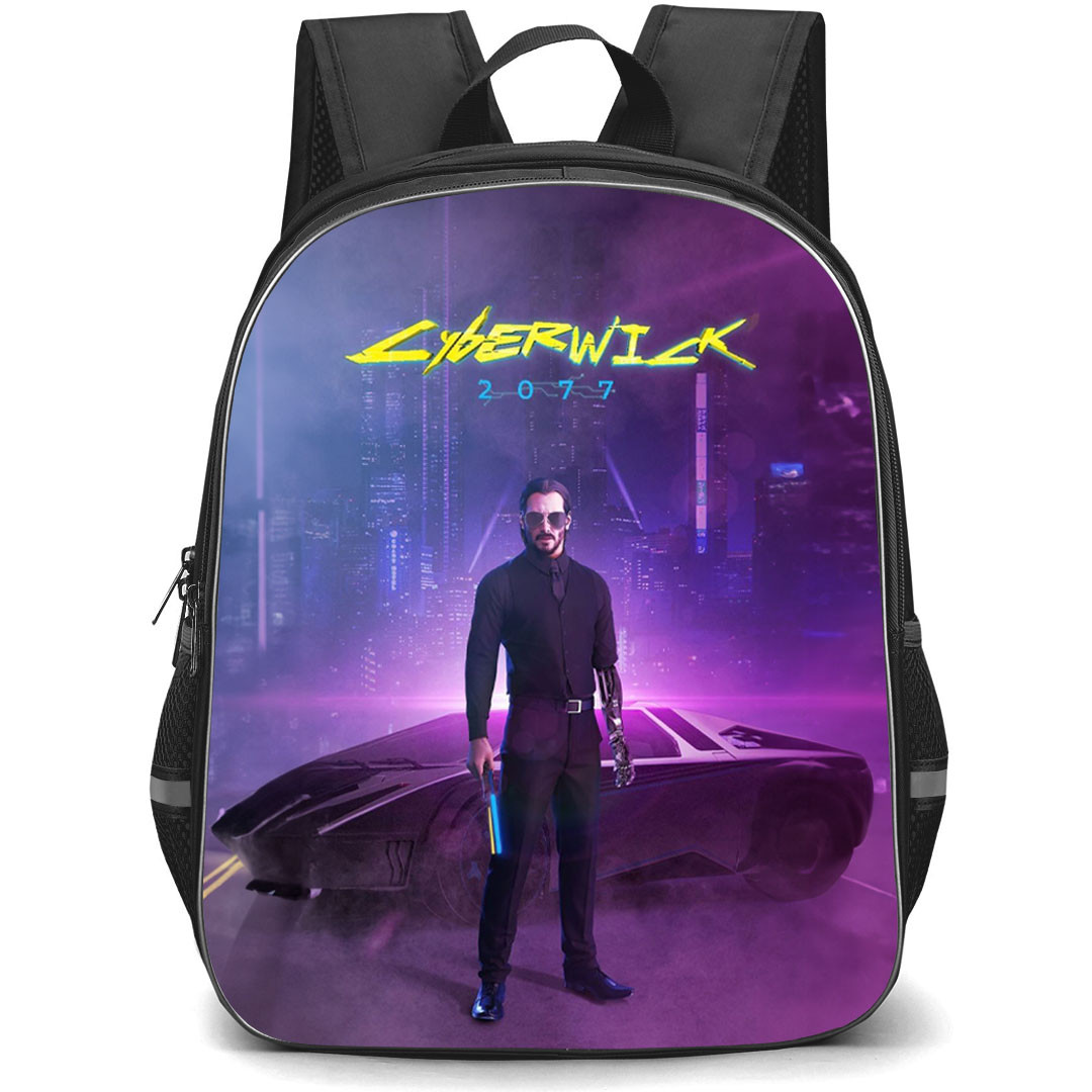 Cyberpunk 2077 Johnny Silverhands Backpack StudentPack - Johnny Silverhands Standing And Holding Weapon