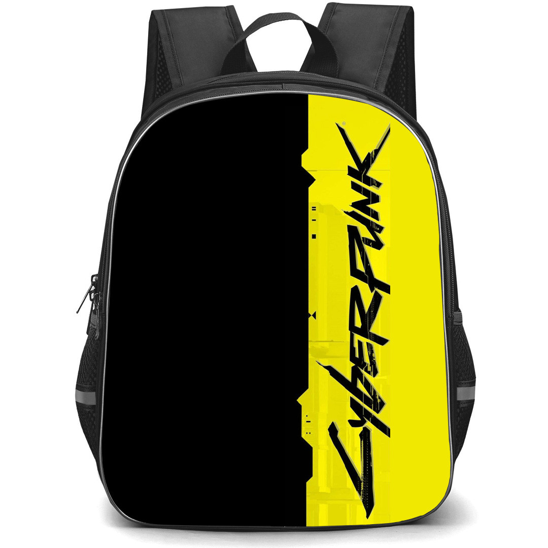 Cyberpunk 2077 Backpack StudentPack - Cyberpunk 2077 Logo Yellow And Black Background