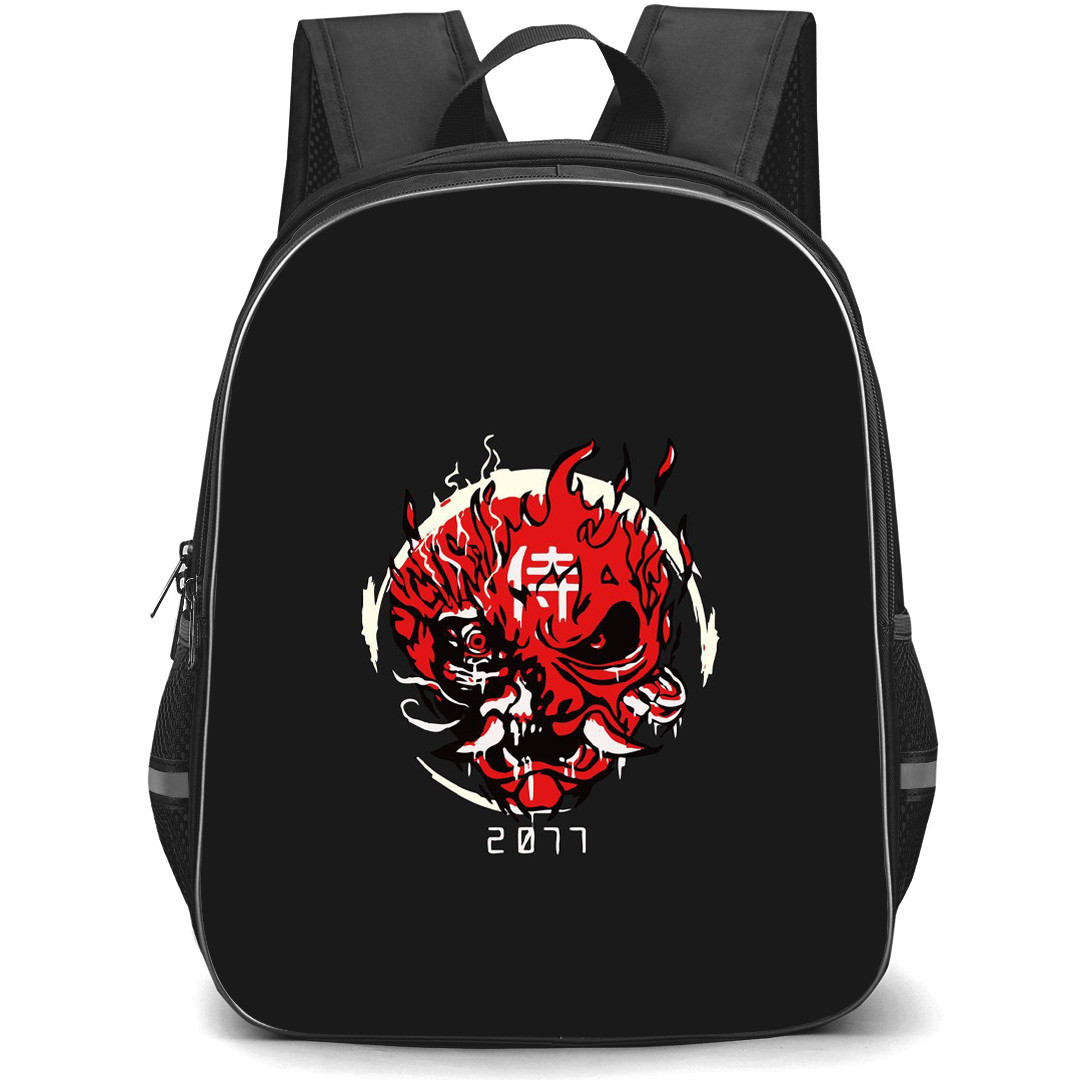 Cyberpunk 2077 Backpack StudentPack - Samurai Demon On Black Background