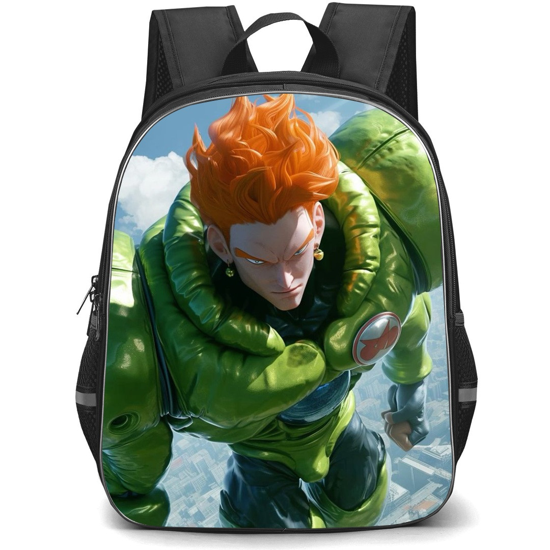 Dragon Ball Android 16 School Backpack StudentPack - Android 16 Illustration City Background