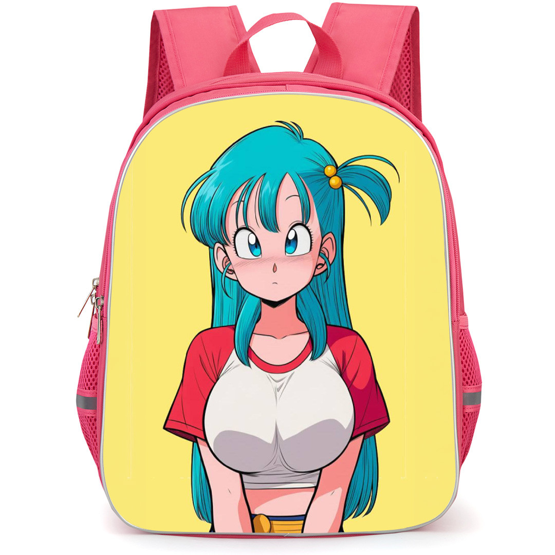 Dragon Ball Z Bulma Backpack School Bag StudentPack - Bulma Pouting Portrait Yellow Background