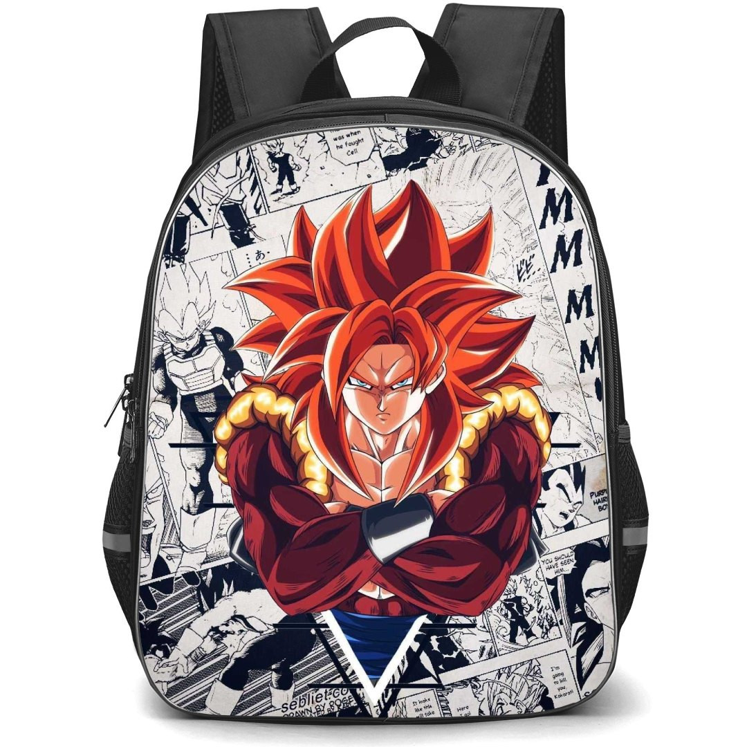 Dragon Ball Gogeta Backpack StudentPack - Super Saiyan 4 Gogeta Portrait On Comic Background