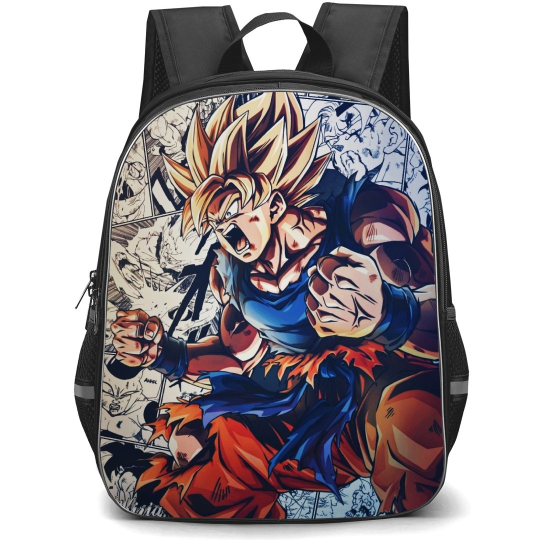 Dragon Ball Goku Backpack StudentPack - Super Saiyan 2 Goku Angry On Comic Background