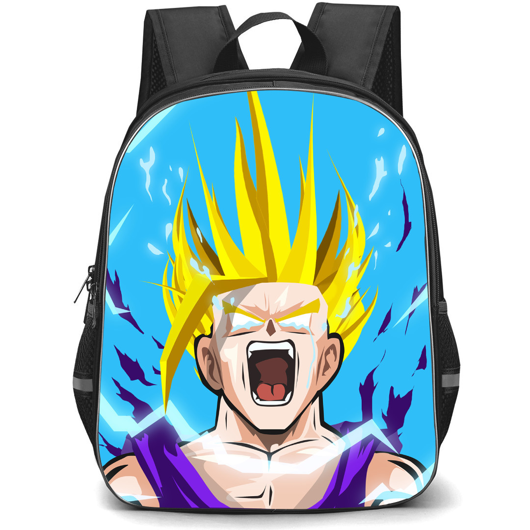 Dragon Ball Kid Gohan Backpack StudentPack - Super Saiyan 2 Kid Gohan Rages Cartoon Art