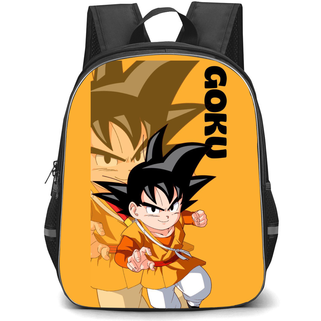 Dragon Ball Daima Goku Backpack StudentPack - Goku Anime Art On Yellow Background