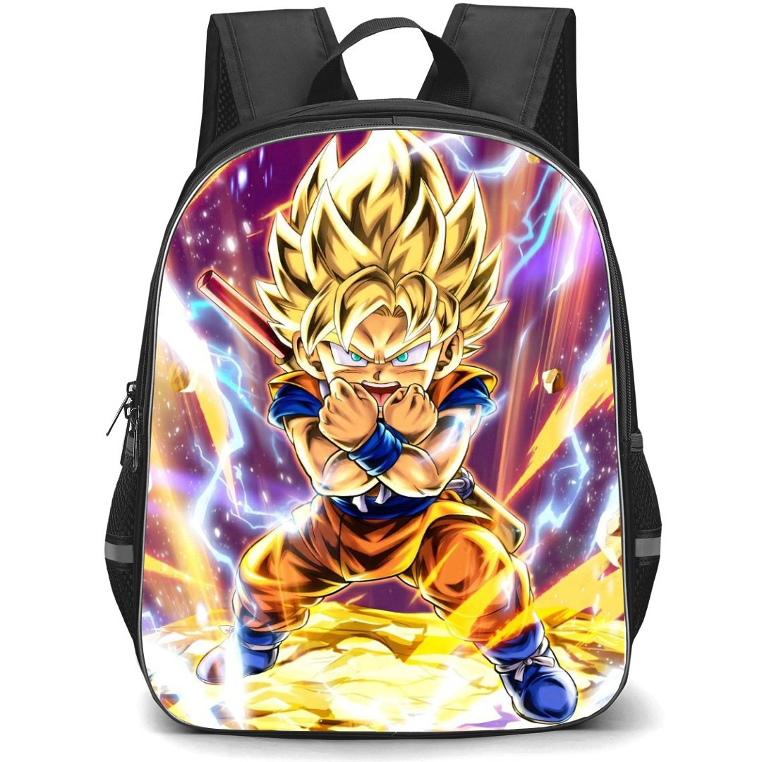 Dragon Ball Daima Goku Backpack StudentPack - Mini Goku Angry On Thunder Background Poster