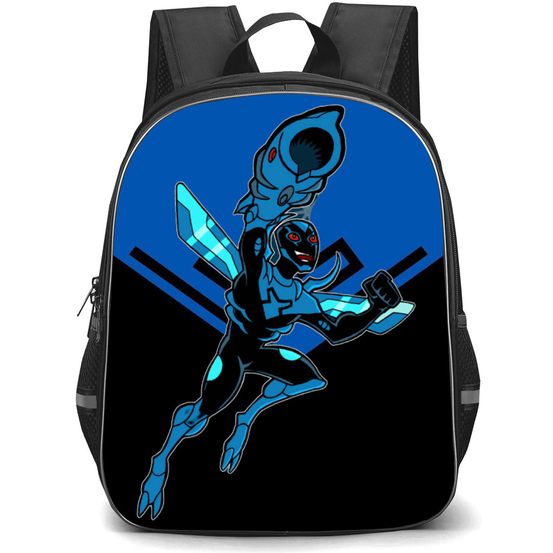 Blue Beetle Backpack StudentPack - Blue Beetle Flying Cartoon Art Sticker