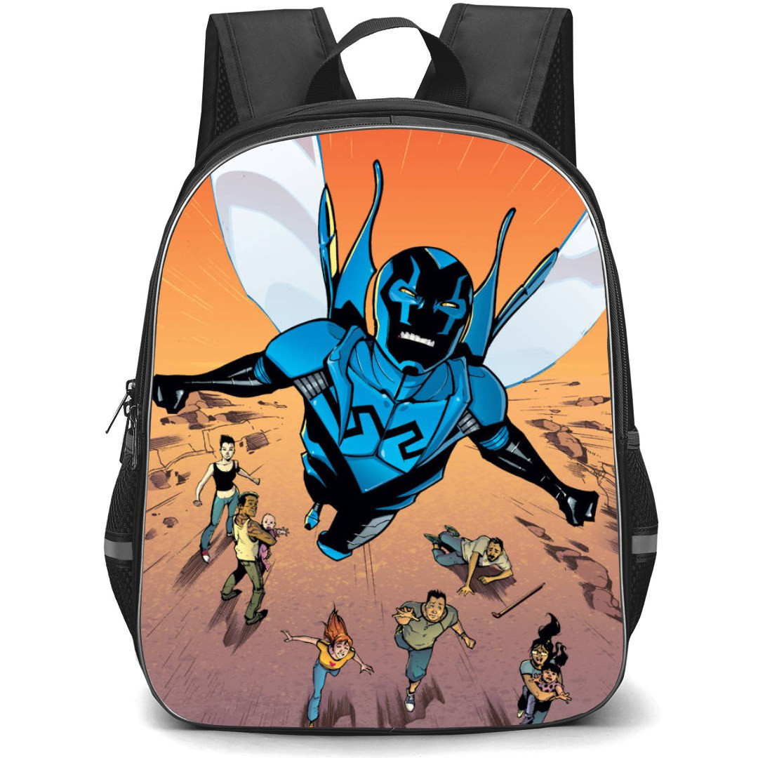 Blue Beetle Backpack StudentPack - Blue Beetle Flying Portrait Comic Art