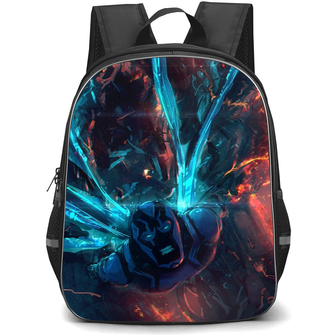 Blue Beetle Backpack StudentPack - Blue Beetle Flying Portrait Illustration