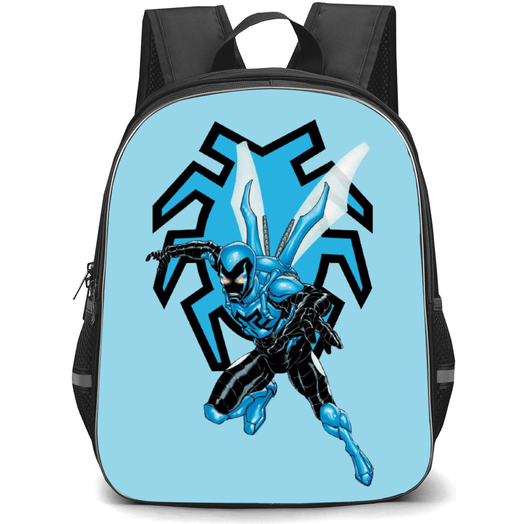 Blue Beetle Backpack StudentPack - Blue Beetle Flying Sticker Comic Art