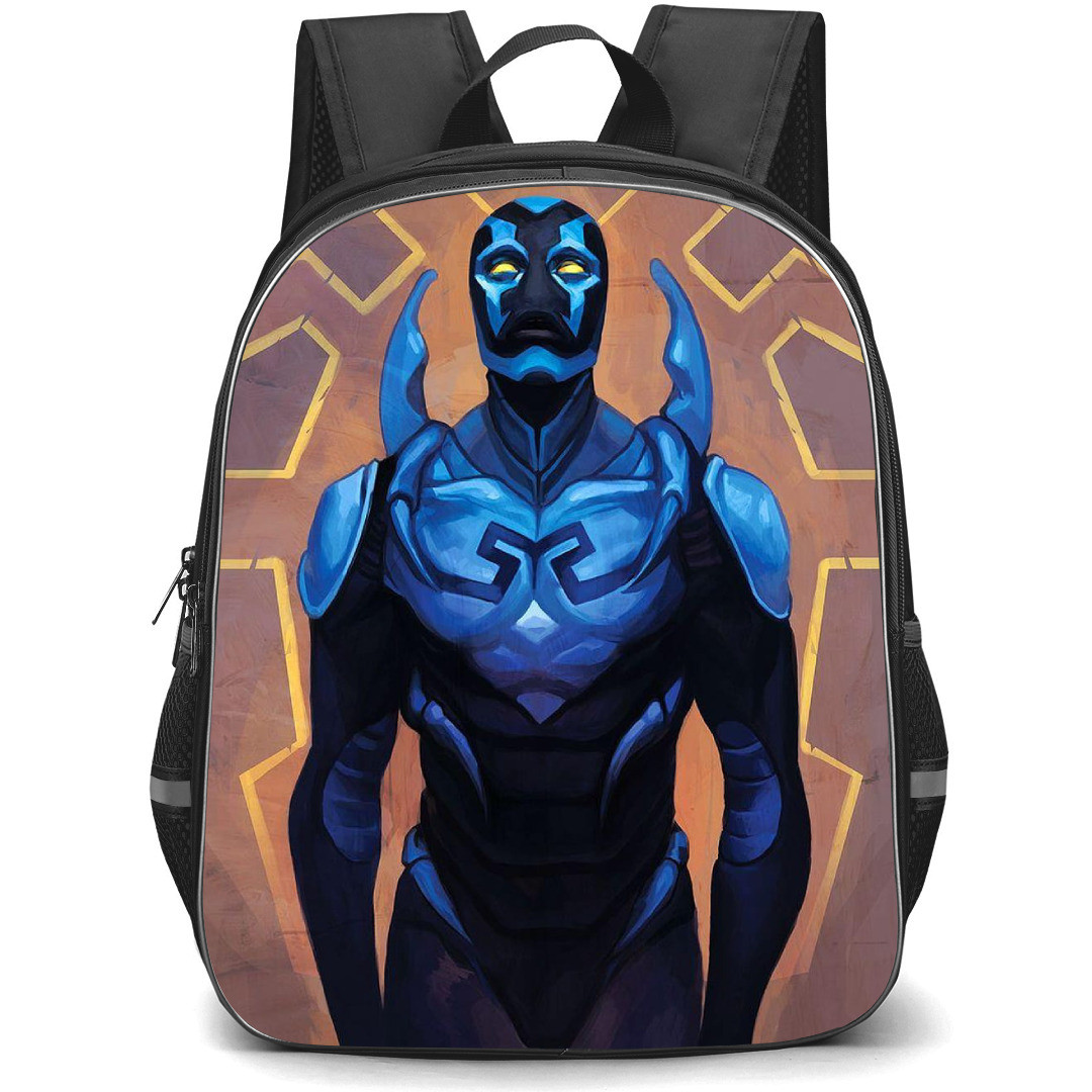 Blue Beetle Backpack StudentPack - Blue Beetle Portrait Illustration On Brown Background