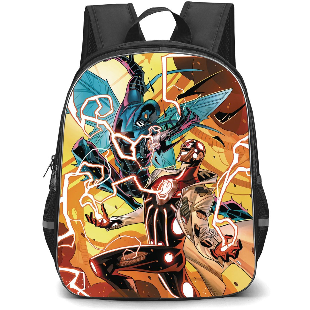 Blue Beetle Backpack StudentPack - Blue Beetle Vs Carapax Comic Art