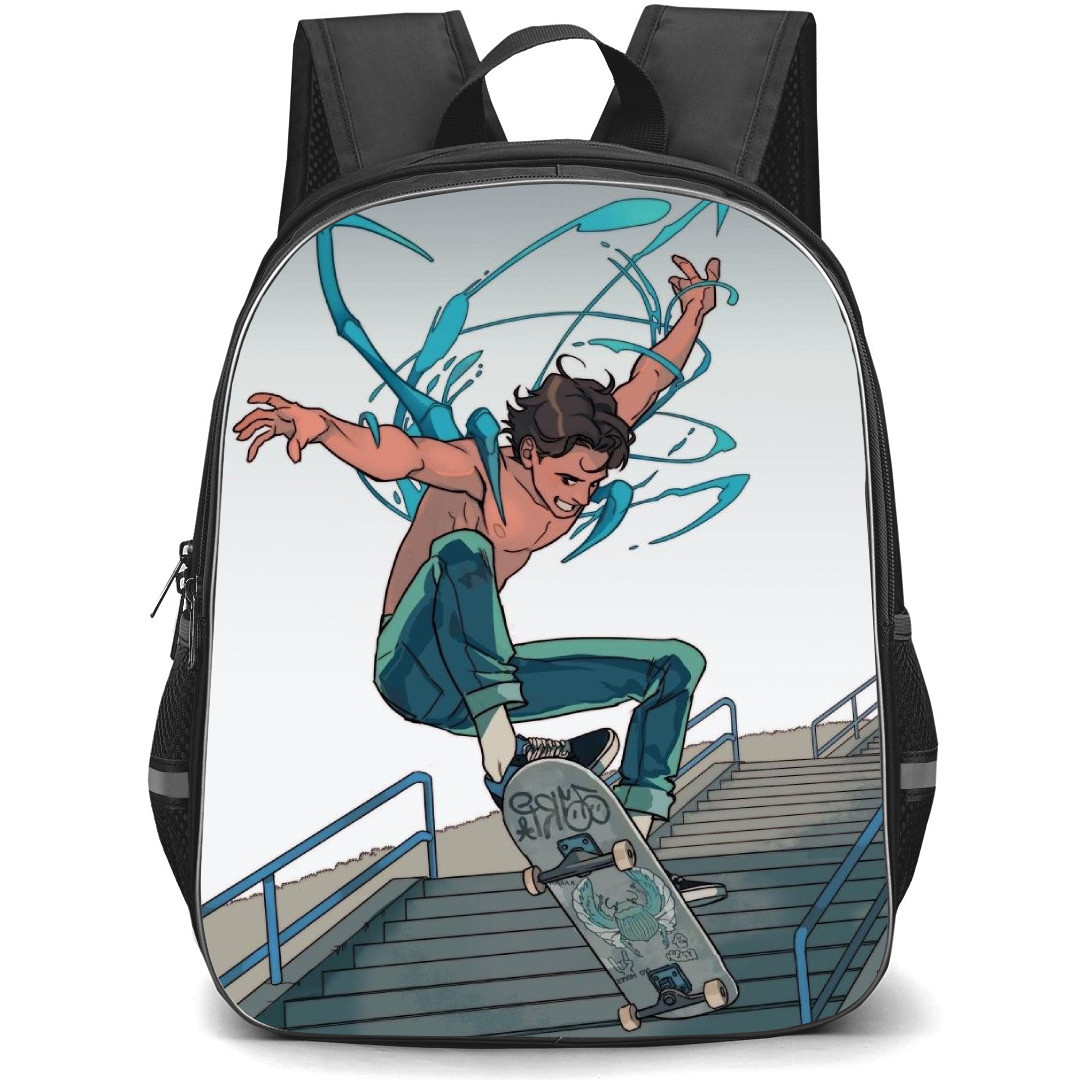 Blue Beetle Jaime Reyes Backpack StudentPack - Jaime Reyes Playing Skateboard Comic Art