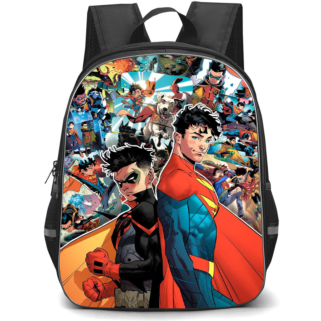 Superman Backpack StudentPack - Superman And Robin Side Portrait Collage Background