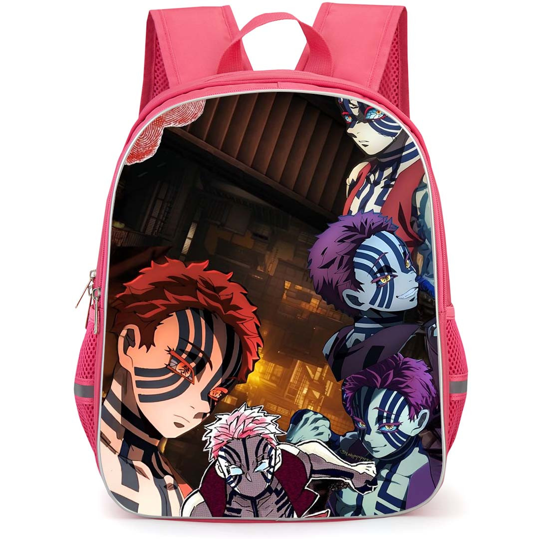 Demon Slayer Akaza Backpack StudentPack - Akaza Collage City Background
