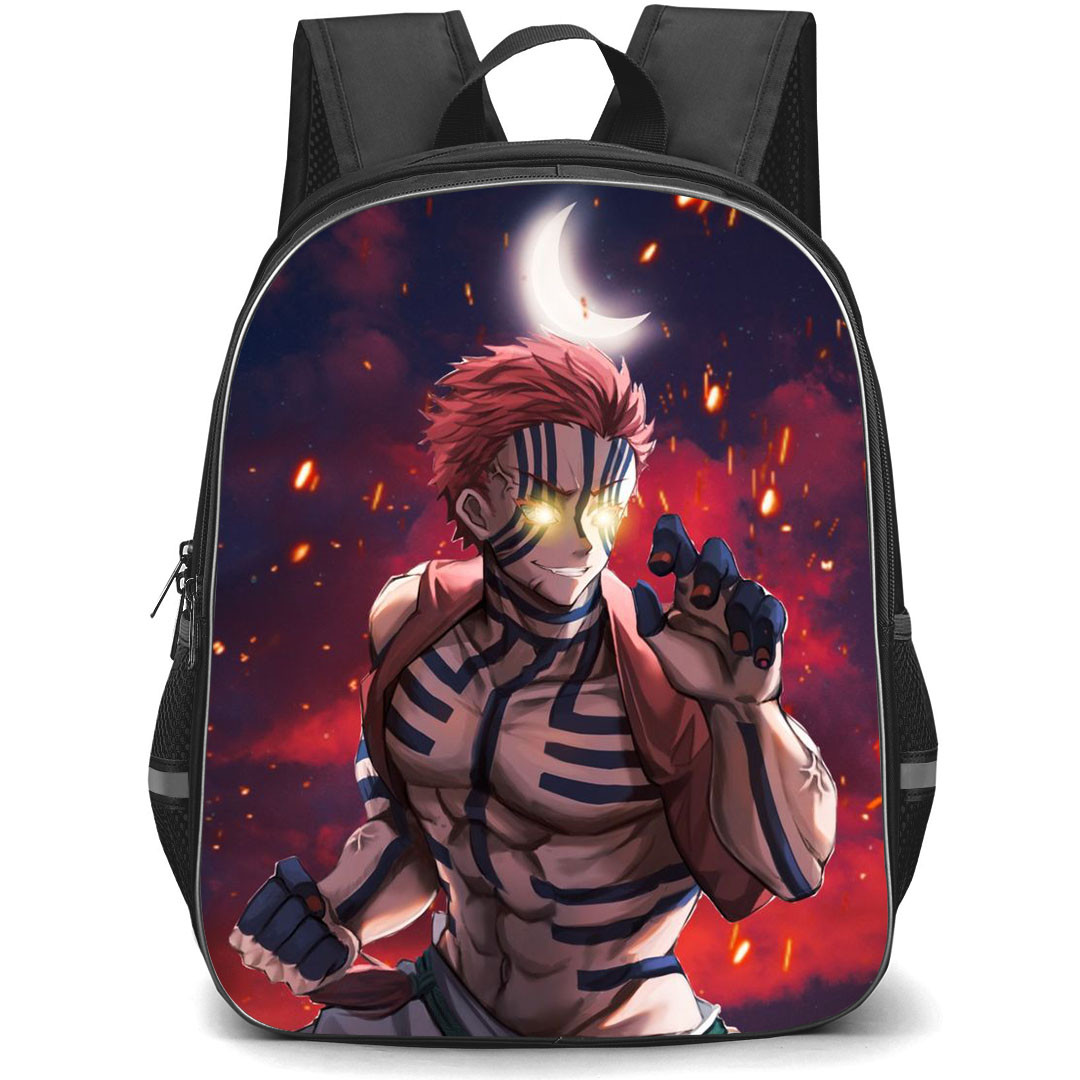 Demon Slayer Akaza Backpack StudentPack - Akaza Fight Pose Burning Aura