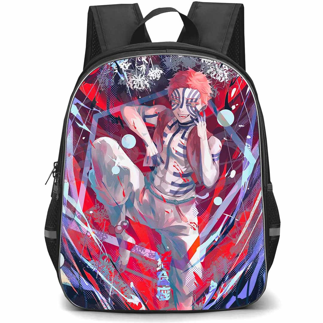 Demon Slayer Akaza Backpack StudentPack - Akaza Hand On The Face Knee Up Painting