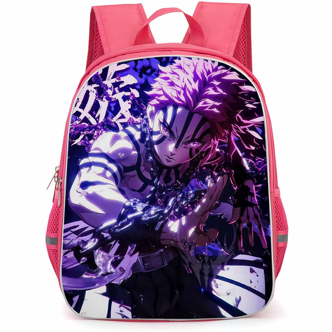 Demon Slayer Akaza Backpack StudentPack - Akaza Purple Smoke Background