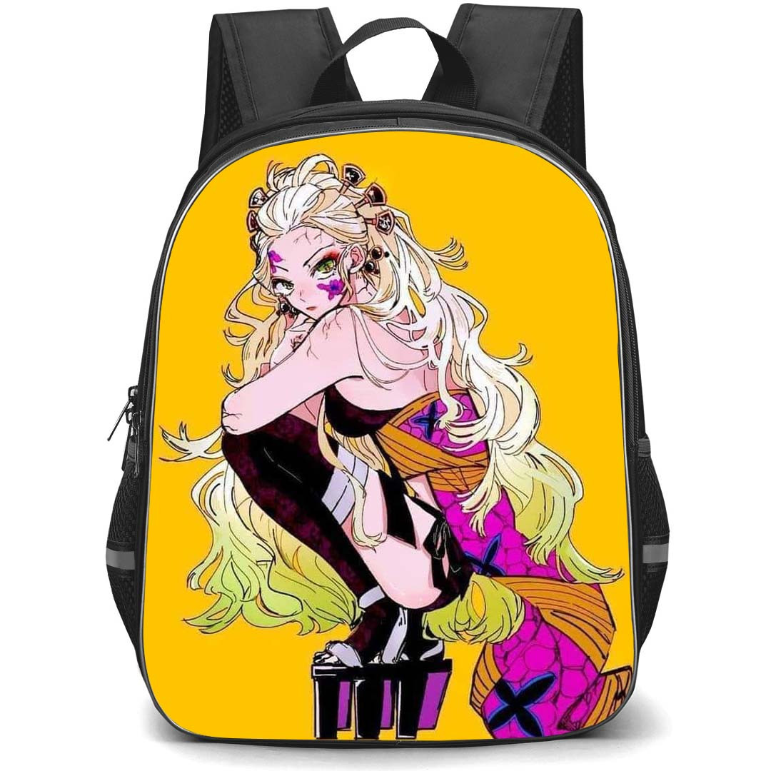 Demon Slayer Daki Backpack StudentPack - Daki Sitting On Yellow Background
