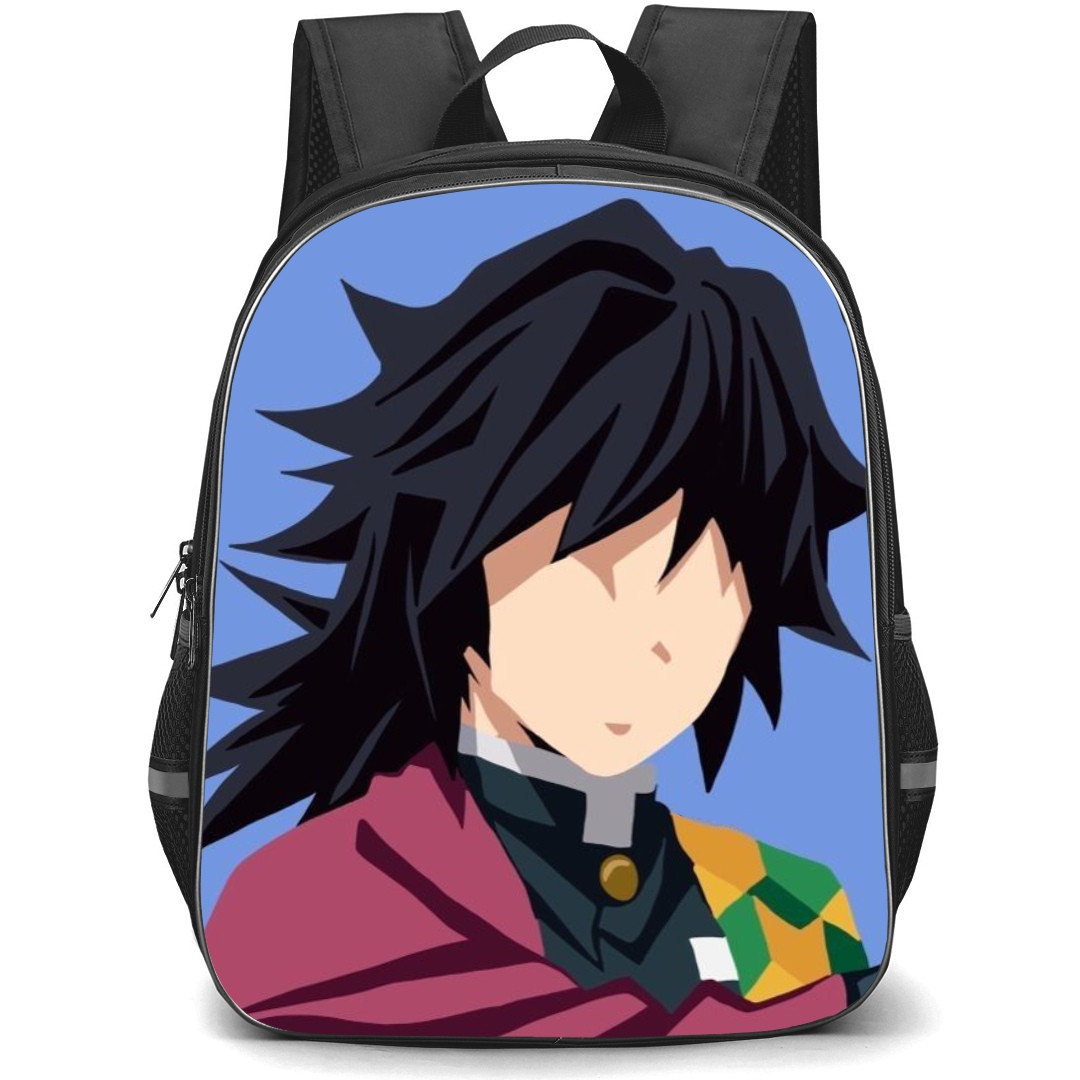 Demon Slayer Giyu Tomioka Backpack StudentPack - Giyu Tomioka Portrait Minimalist On Blue Background
