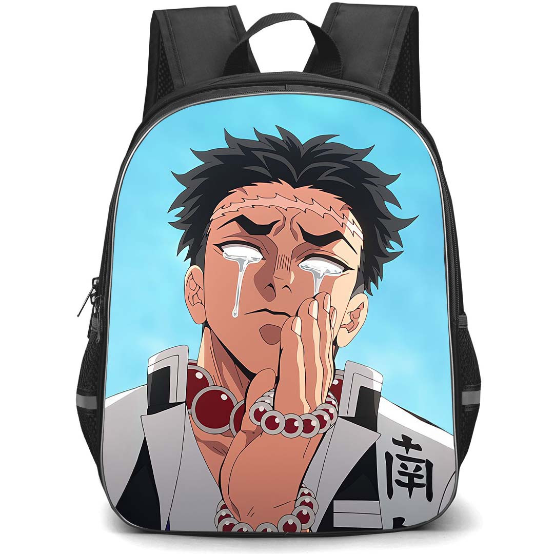 Demon Slayer Gyomei Himejima Backpack StudentPack - Gyomei Himejima One Hand Praying Blue Background