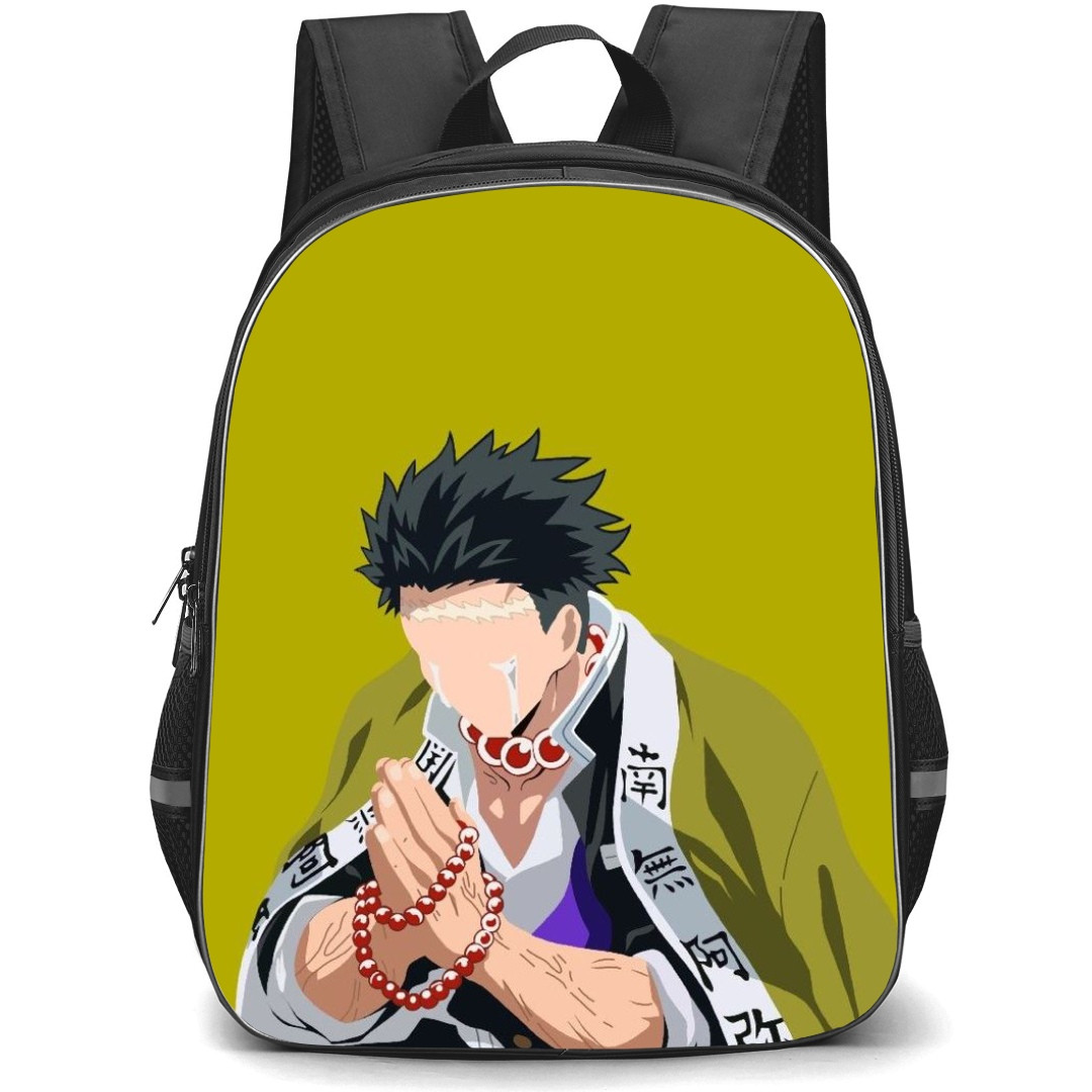 Demon Slayer Gyomei Himejima Backpack StudentPack - Gyomei Himejima Portrait Minimalist On Olive Background