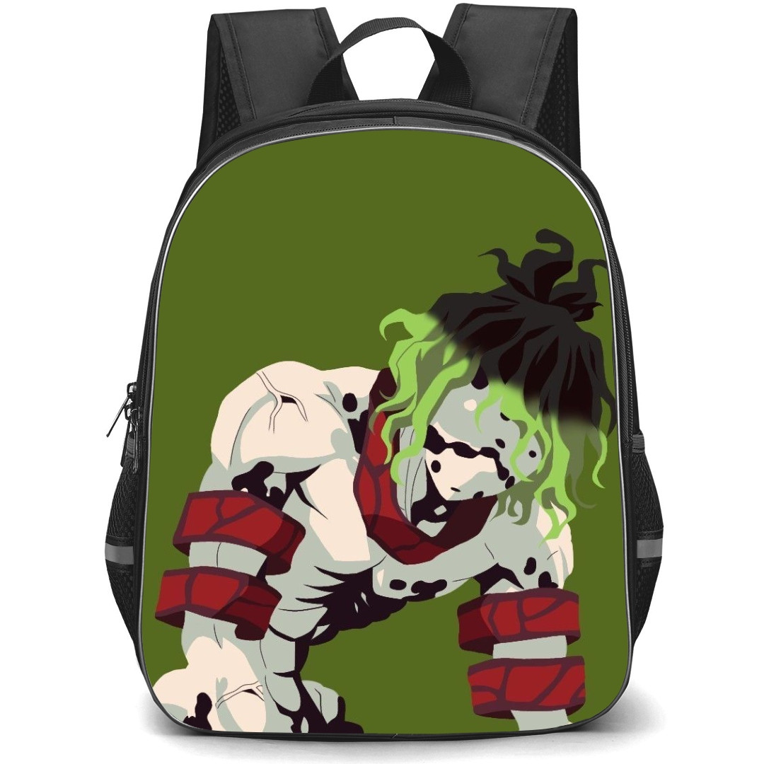 Demon Slayer Gyutaro Backpack StudentPack - Gyutaro Portrait Minimalist On Green Background
