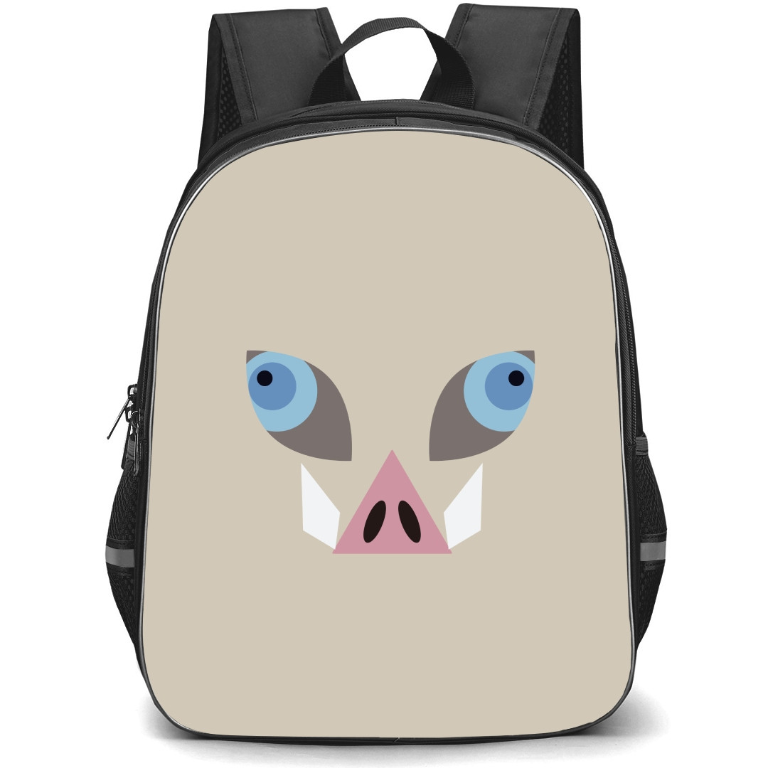 Demon Slayer Inosuke Hashibira Backpack StudentPack - Inosuke Hashibira Face Minimalist On Beige Background