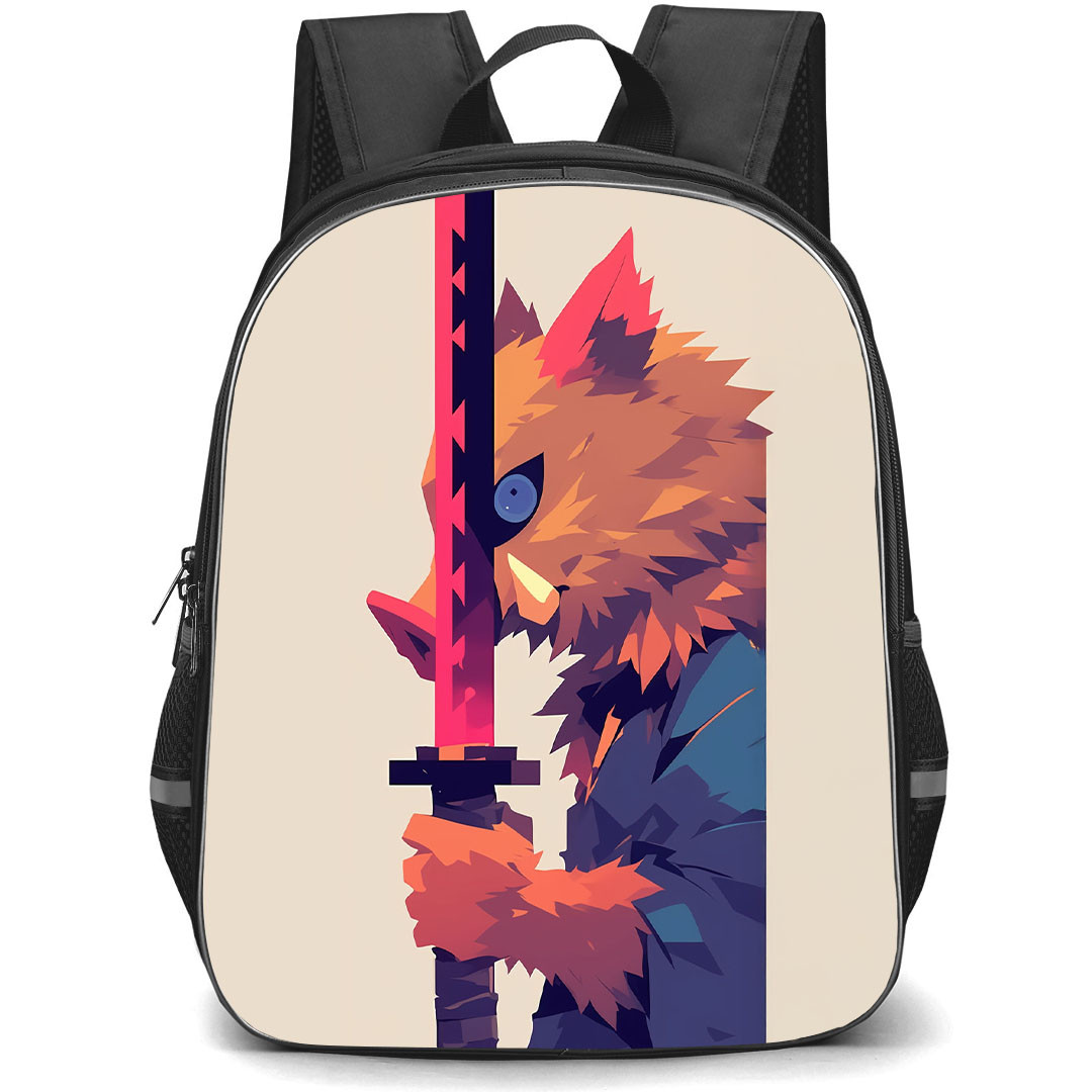 Demon Slayer Inosuke Hashibira Backpack StudentPack - Inosuke Hashibira Side Portrait Vector Art