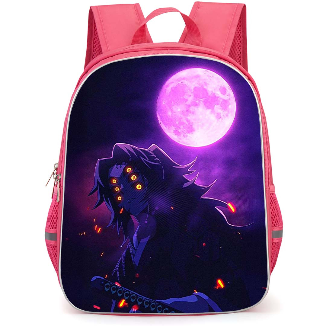 Demon Slayer Kokushibo Backpack StudentPack - Kokushibo Purple Full Moon Background