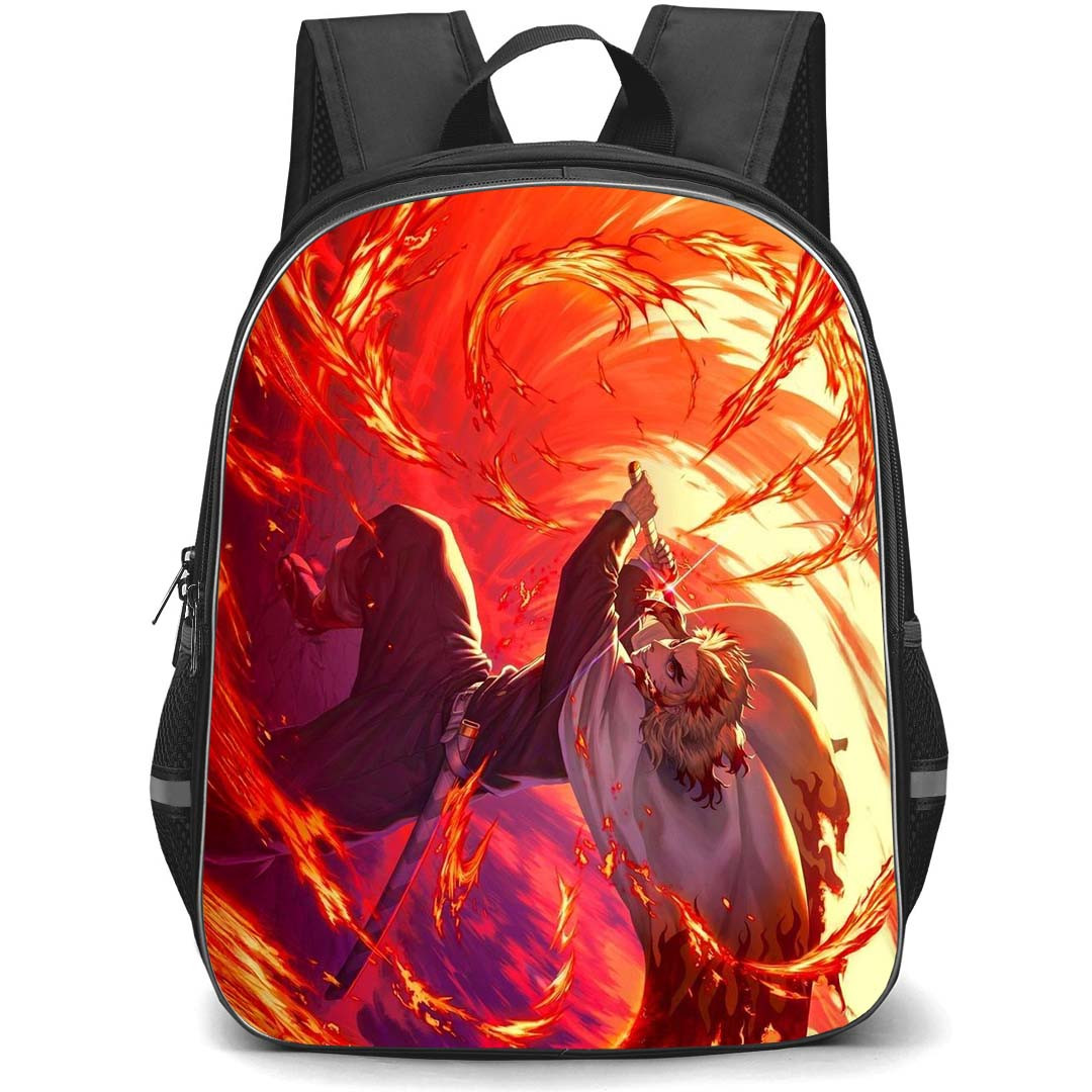 Demon Slayer Kyojuro Rengoku Backpack StudentPack - Kyojuro Rengoku Flames Swirling