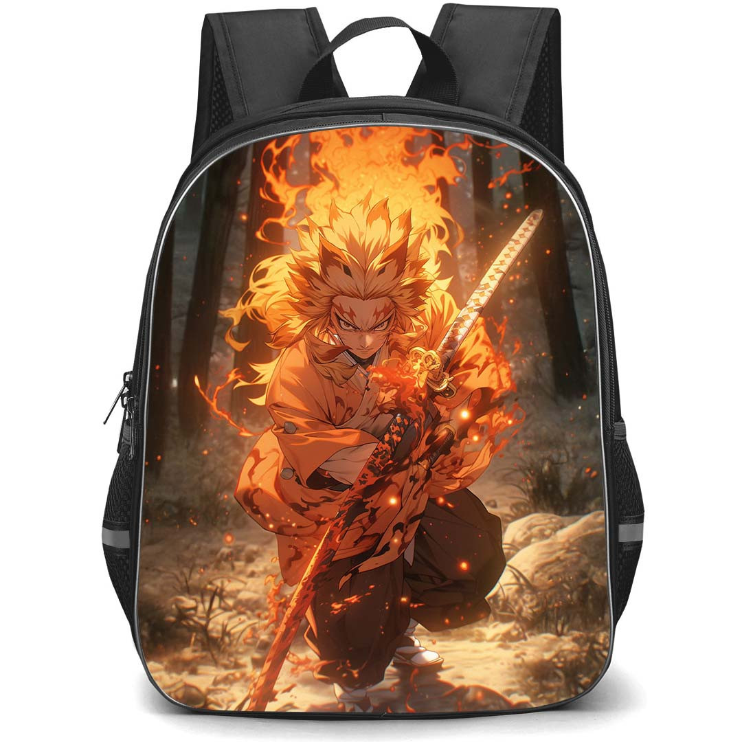 Demon Slayer Kyojuro Rengoku Backpack StudentPack - Kyojuro Rengoku Holding Swording In The Woods