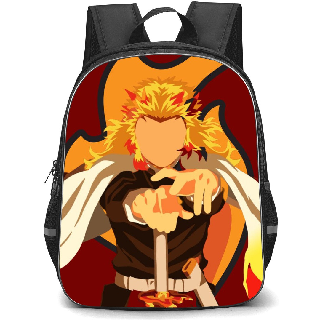 Demon Slayer Kyojuro Rengoku Backpack StudentPack - Kyojuro Rengoku Portrait Minimalist On Red Background