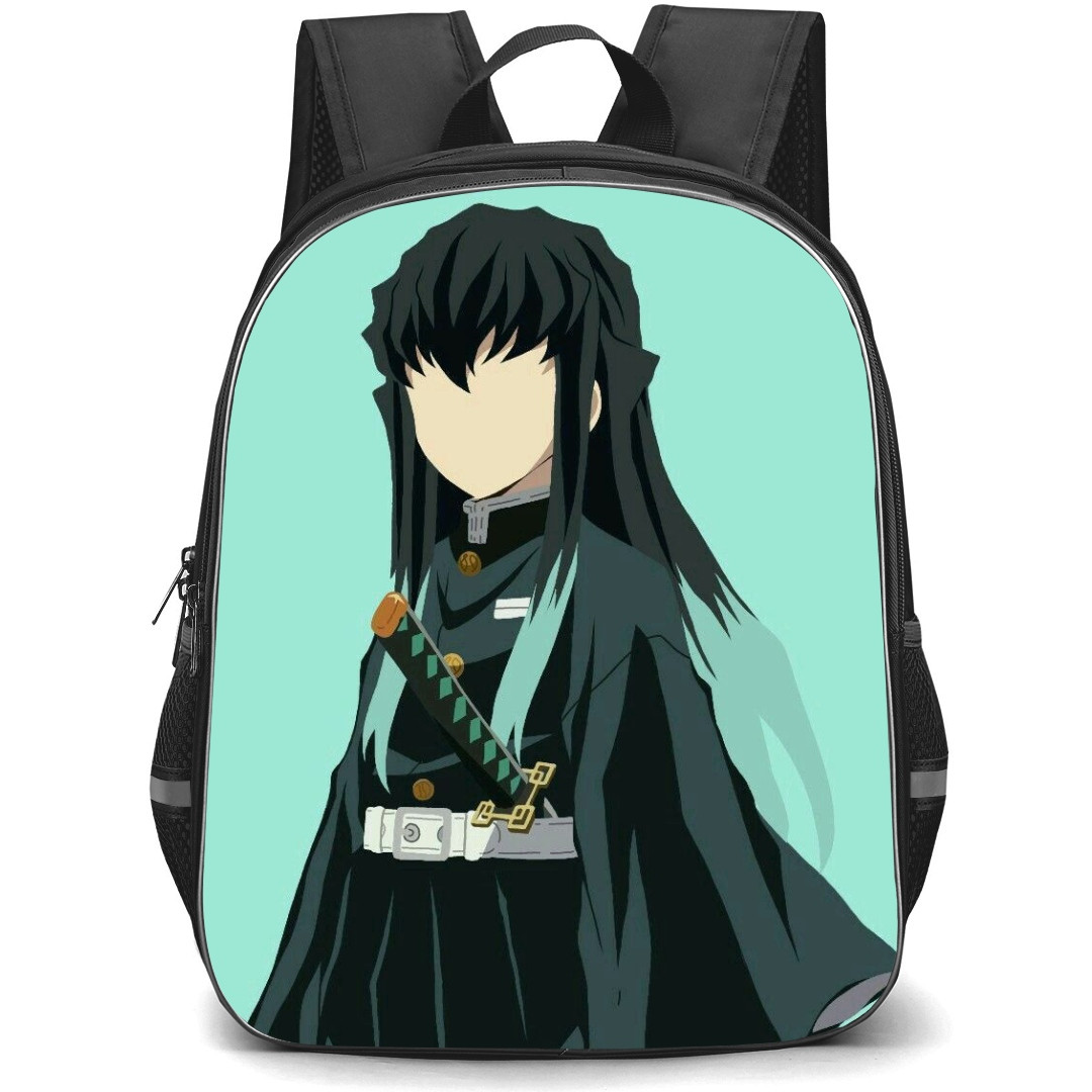 Demon Slayer Muichiro Tokito Backpack StudentPack - Muichiro Tokito Portrait Minimalist On Green Background
