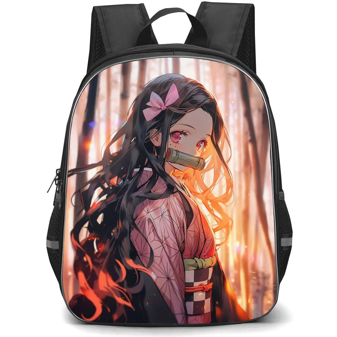 Demon Slayer Nezuko Kamado Backpack StudentPack - Nezuko Kamado Portrait Bamboo Trees Background