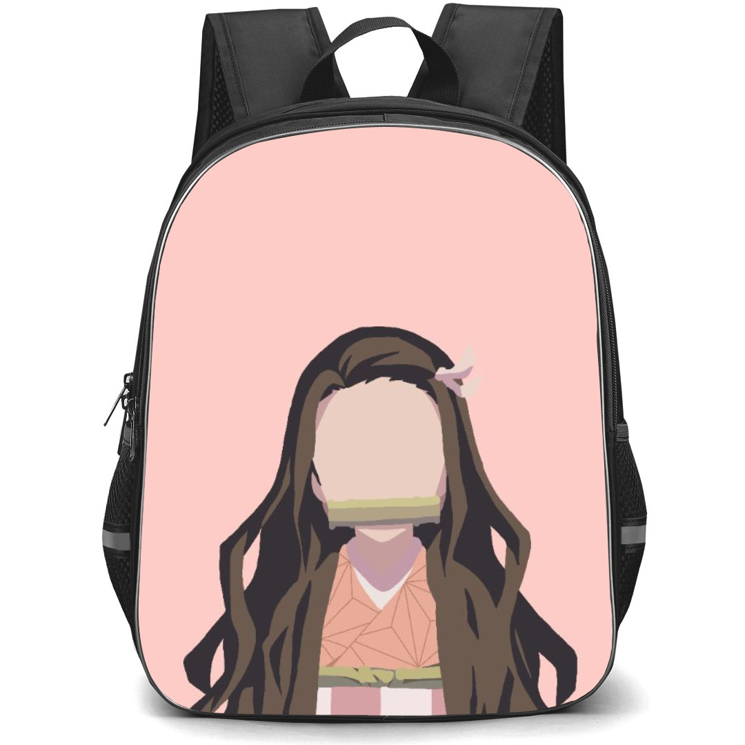 Demon Slayer Nezuko Kamado Backpack StudentPack - Nezuko Kamado Portrait Minimalist On Pink Background