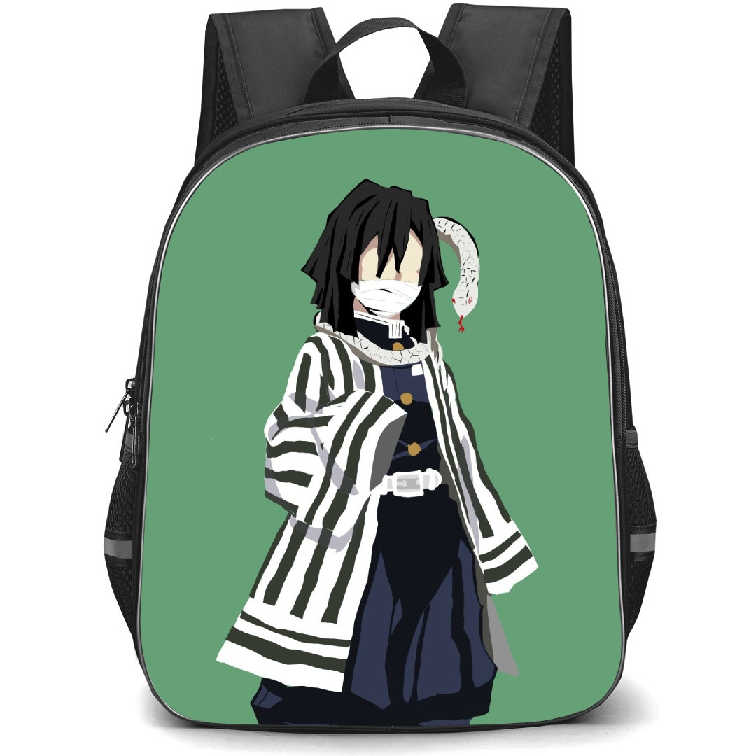 Demon Slayer Obanai Iguro Backpack StudentPack - Obanai Iguro Portrait Minimalist On Green Background
